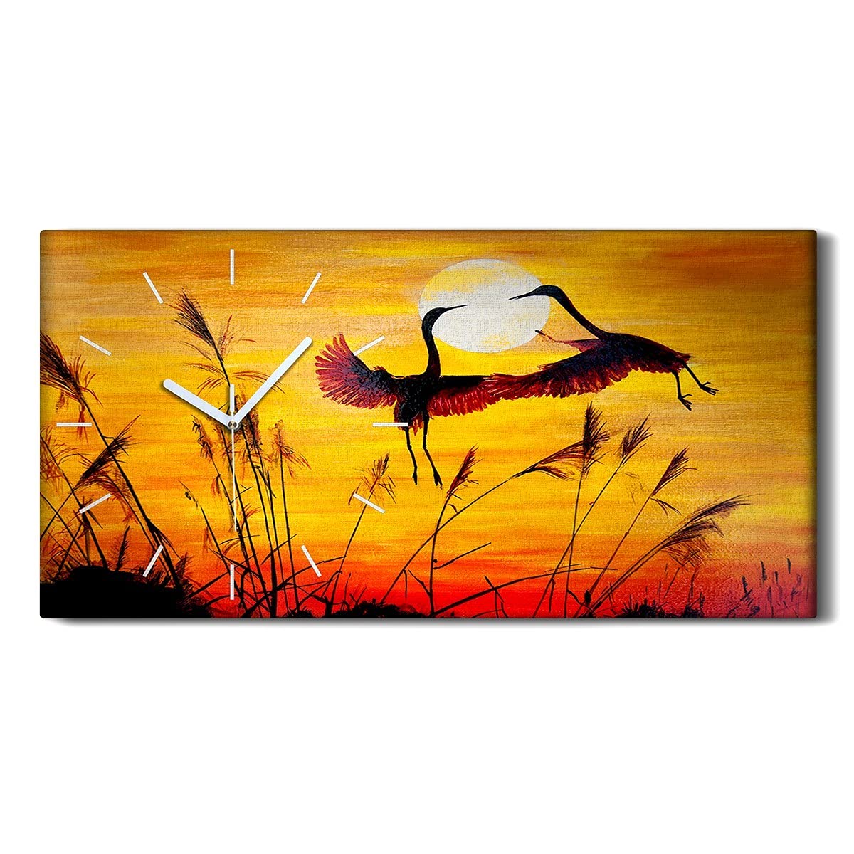 Horloge murale oiseaux coucher de soleil pour créer une ambiance zen dans le salon