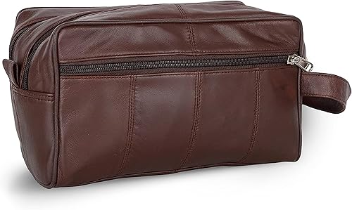 Liberty Leather - Neceser de viaje unisex de piel de napa de oveja genuina  Organizador de baño con múltiples compartimentos para hombres y mujeres