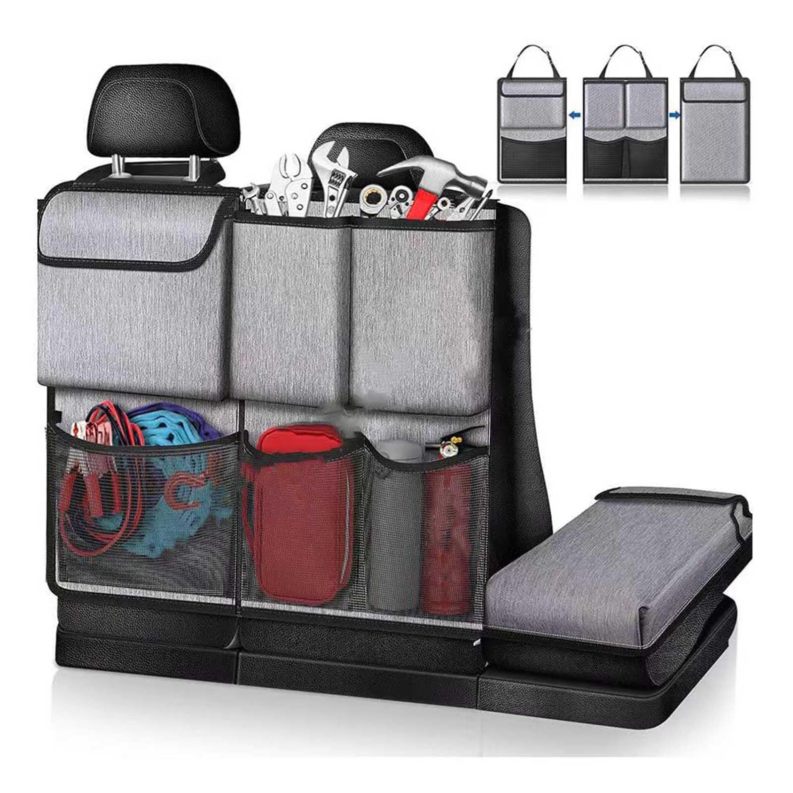 Car Boot Organiser for Fiat Abarth 595/Abarth 595C/500 GQ/500 Sport Cabrio/500 Sport 2000-2023, Detachable Multi-Pocket Seat Back Protectors Water-Proof Durable Car Boot Tidy Storage Bag Organiser