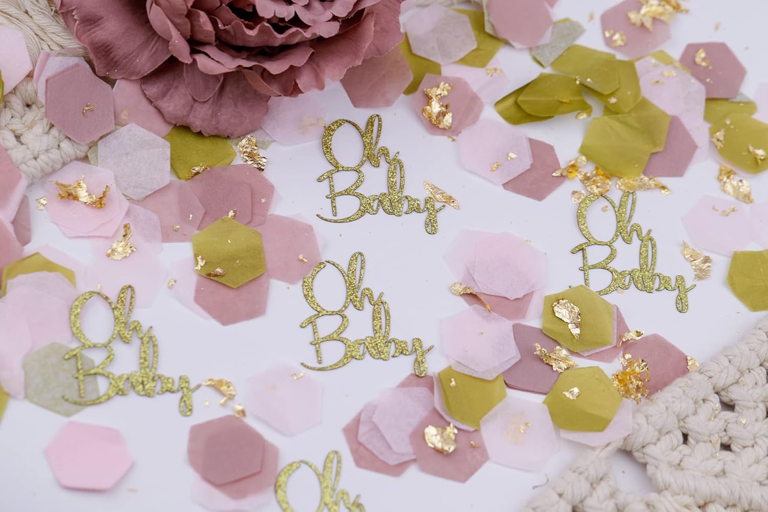 Baby Shower Decorations for Girl, Confetti, Oh Baby Baby Shower Decorations, Gender Reveal Decorations, Rose Gold : Handmade Products