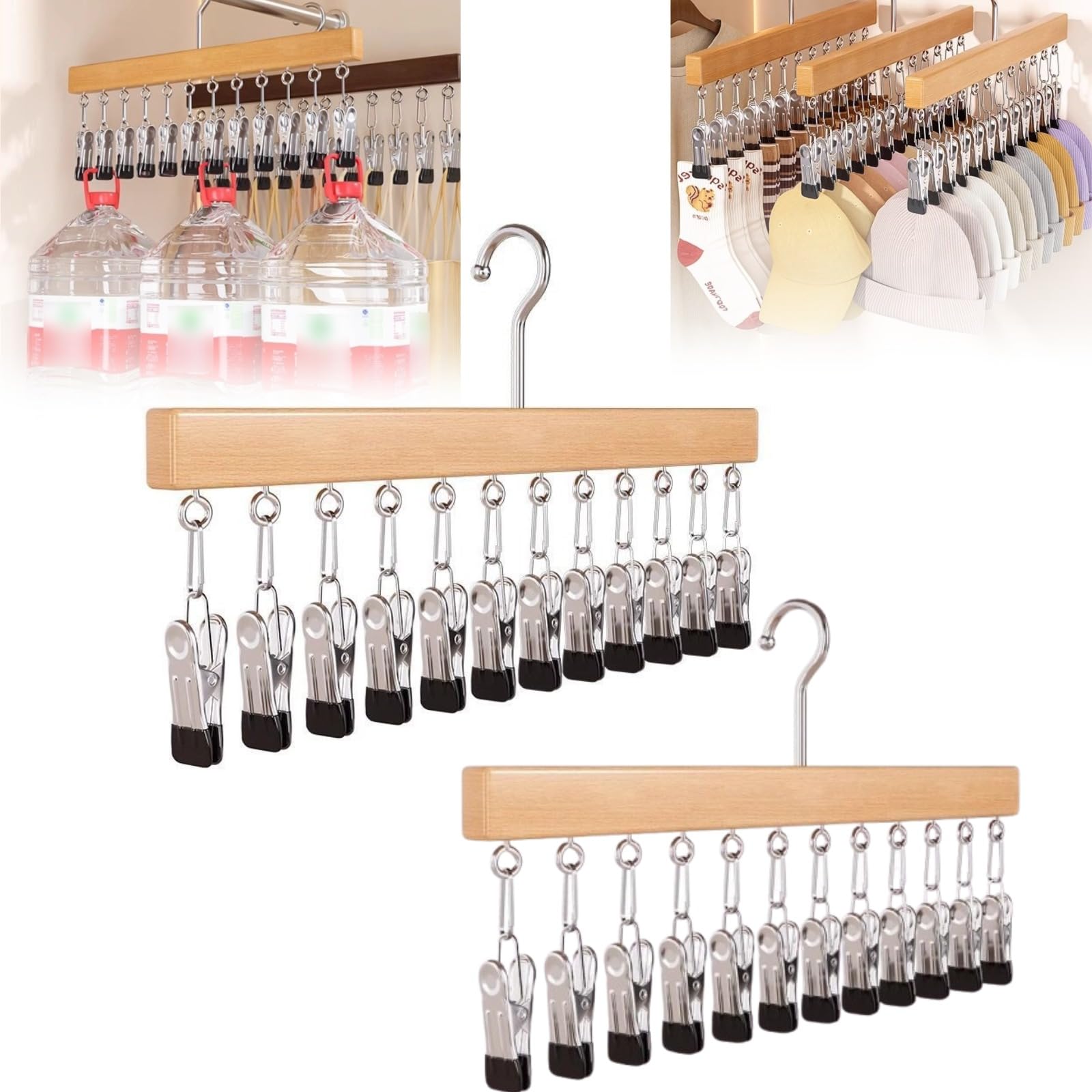 Rangement placard gain de place à 12 pinces pour organiser jupes et chaussettes