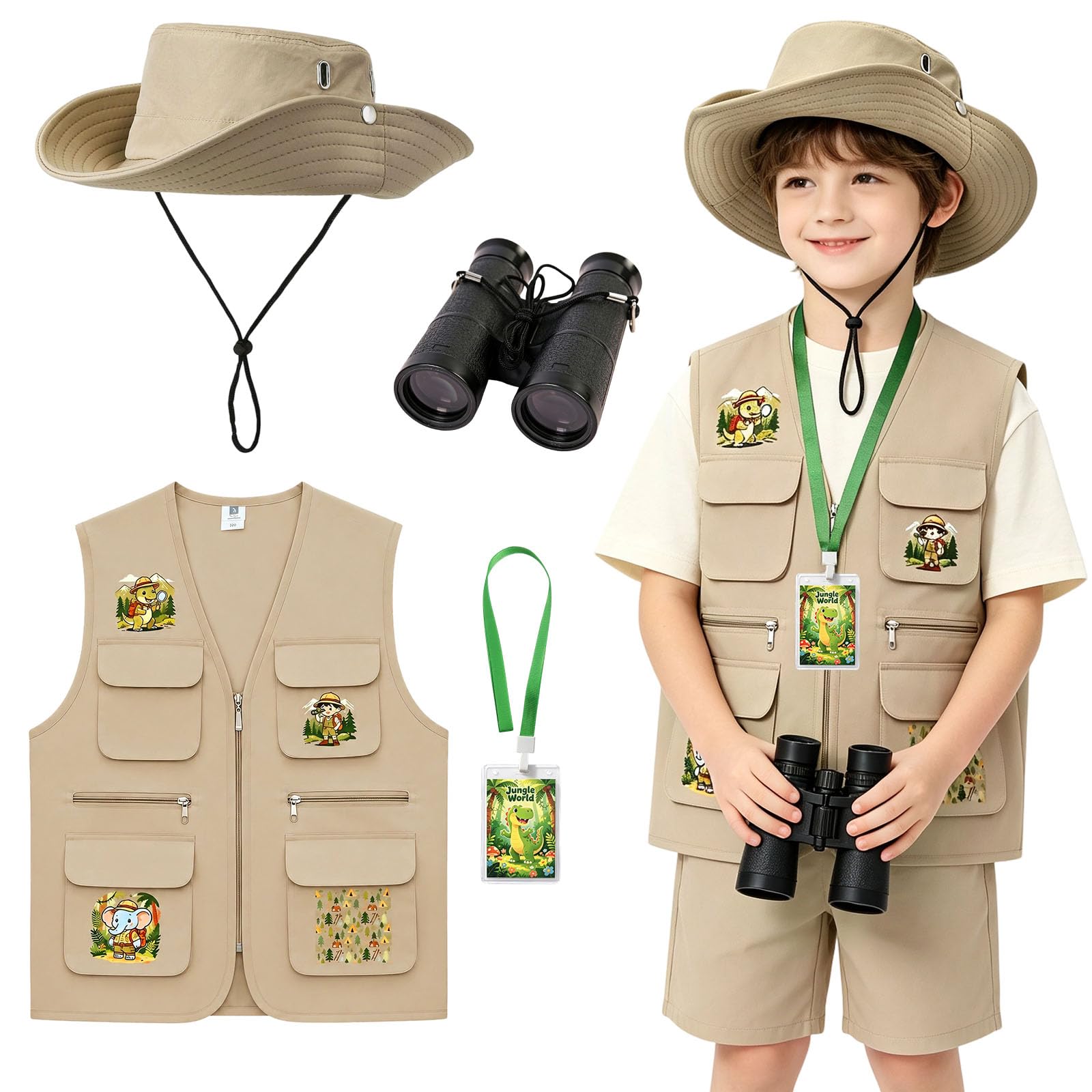 Orizizhic Explorer Costume Kids Zoo Keeper Safari Costume for 4-9 Year Old
