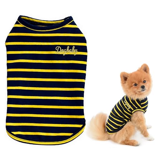 SMALLLEE_LUCKY_STORE Camiseta sin Mangas para Perros pequeños para Mascotas, Chaleco de algodón, con Rayas