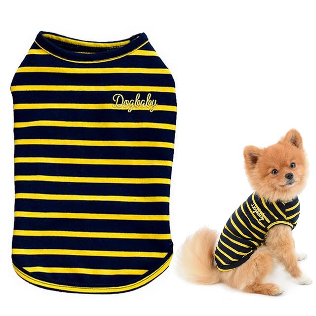 SMALLLEE_LUCKY_STORE Camiseta sin Mangas para Perros pequeños para Mascotas, Chaleco de algodón, con Rayas