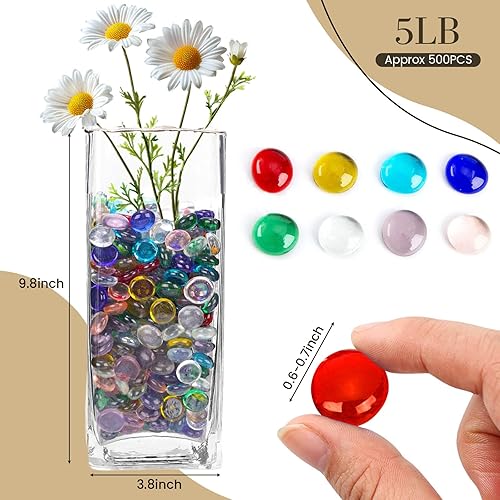 Miniatura 9 de FUTUREPLUSX Mármoles de vidrio planos 500 piezas de gemas planas transparentes transparentes para acuario jarrón de cuentas de relleno de cuentas de