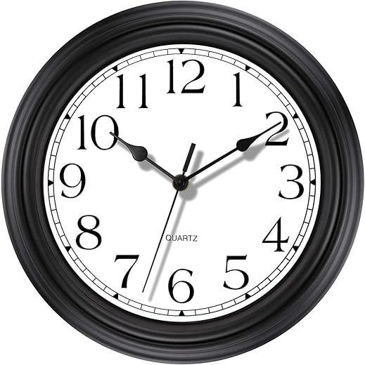 Foxtop Silent Non Ticking Round Classic Clock Retro Quartz Decorative Battery Operated Wall Clock