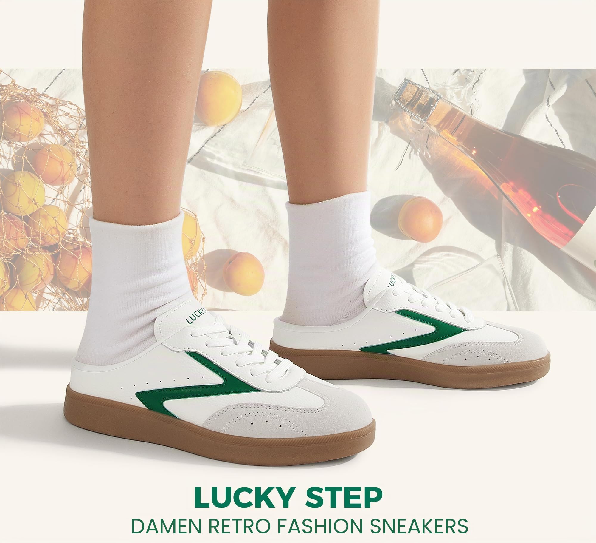 LUCKY STEP Damen Mule-Sneakers im Retro-Design | Bequeme Slip-On Freizeitschuhe ohne Ferse mit Winter-Ausstattung | Ideal für Stadt, Alltag & entspanntes Walken