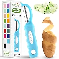SpringChef Premium Swivel Vegetable Peeler: Ultra-Sharp Stainless Blades, Soft Grip Handle - Best for Potatoes, Carrots, Fruits & Veggies (Aqua Sky)
