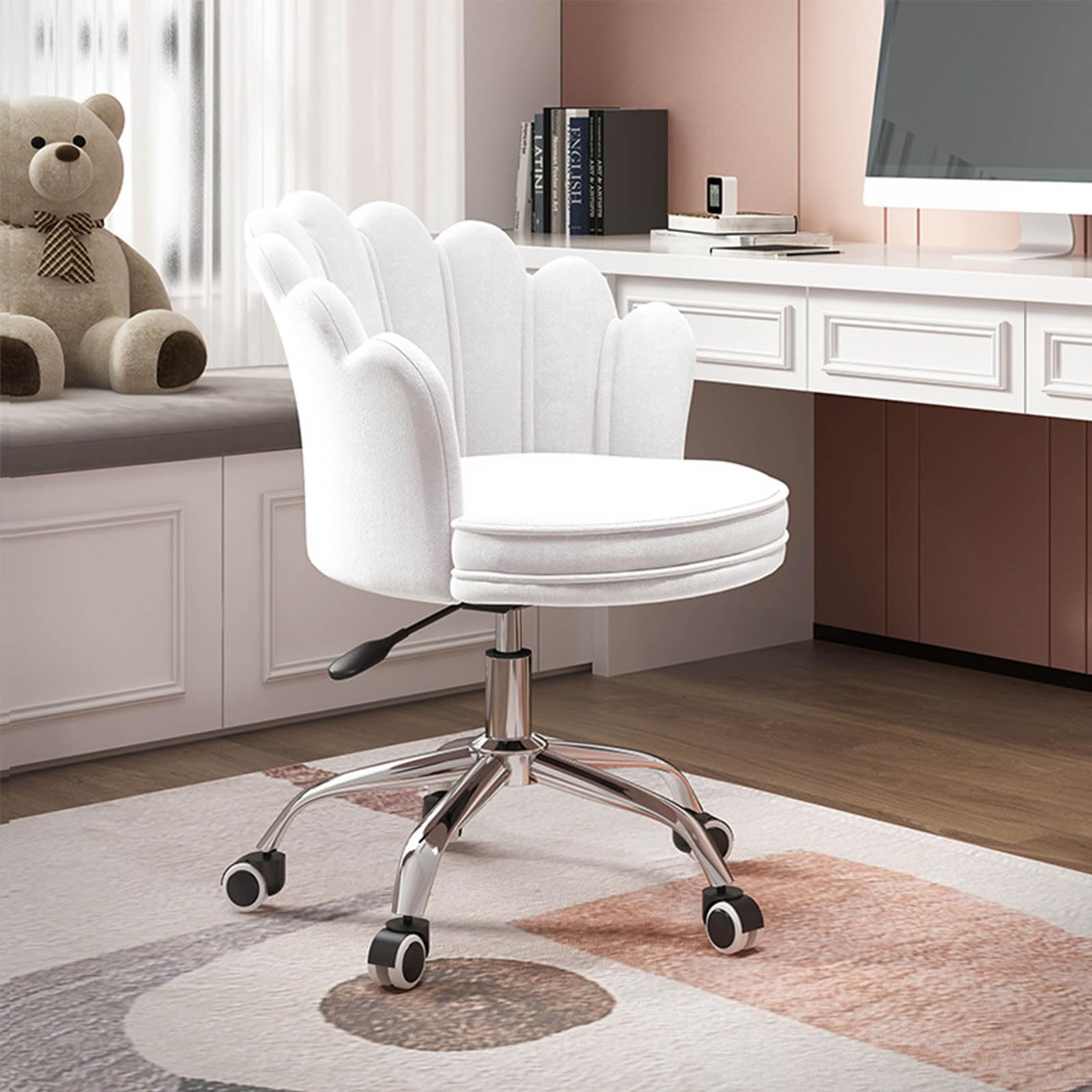 Chaise bureau ergonomique velours dossier pour petit espace ordi