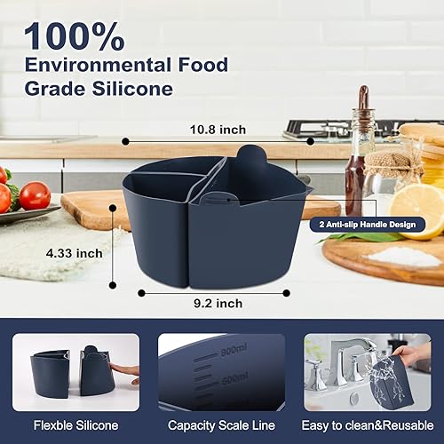 Miniatura 4 de blueear - Forro divisor de silicona reutilizable 3 en 1, accesorios de olla de cocción lenta para la mayoría de las ollas de cocción lenta de 6