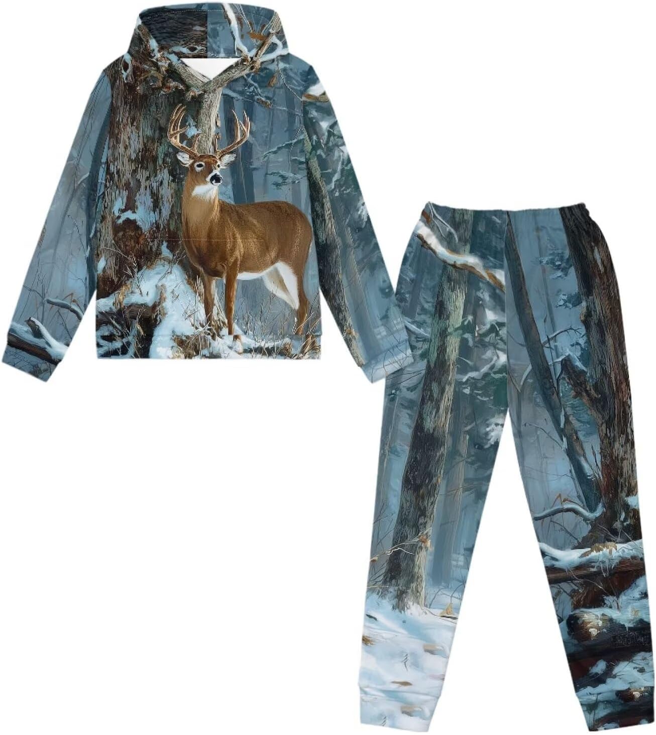Boy's 2 Piece Fall Outfits Size 5-12, Kids Sweatsuit Hooded Sweatshirt and Sweatpants Sets School Tracksuits