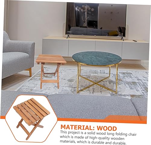 Miniatura 6 de Chic Solid Wood Long Strip Folding Chair Stool Kitchen Stool Portable Natural Wood
