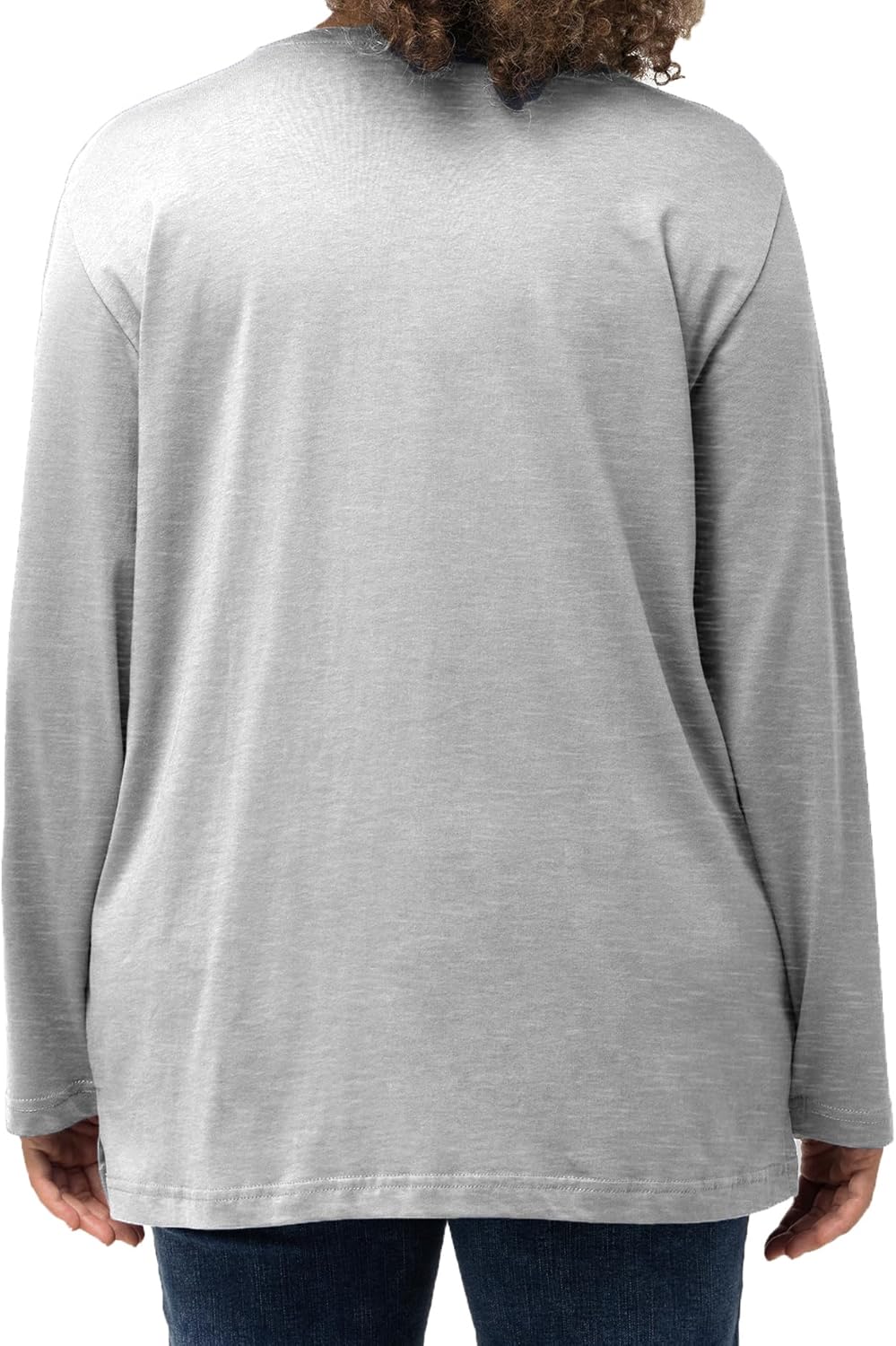 Plus Size V Neck Long Sleeve T Shirts Women Fall Tops Tshirts Tunic Casual Tee - Image 2