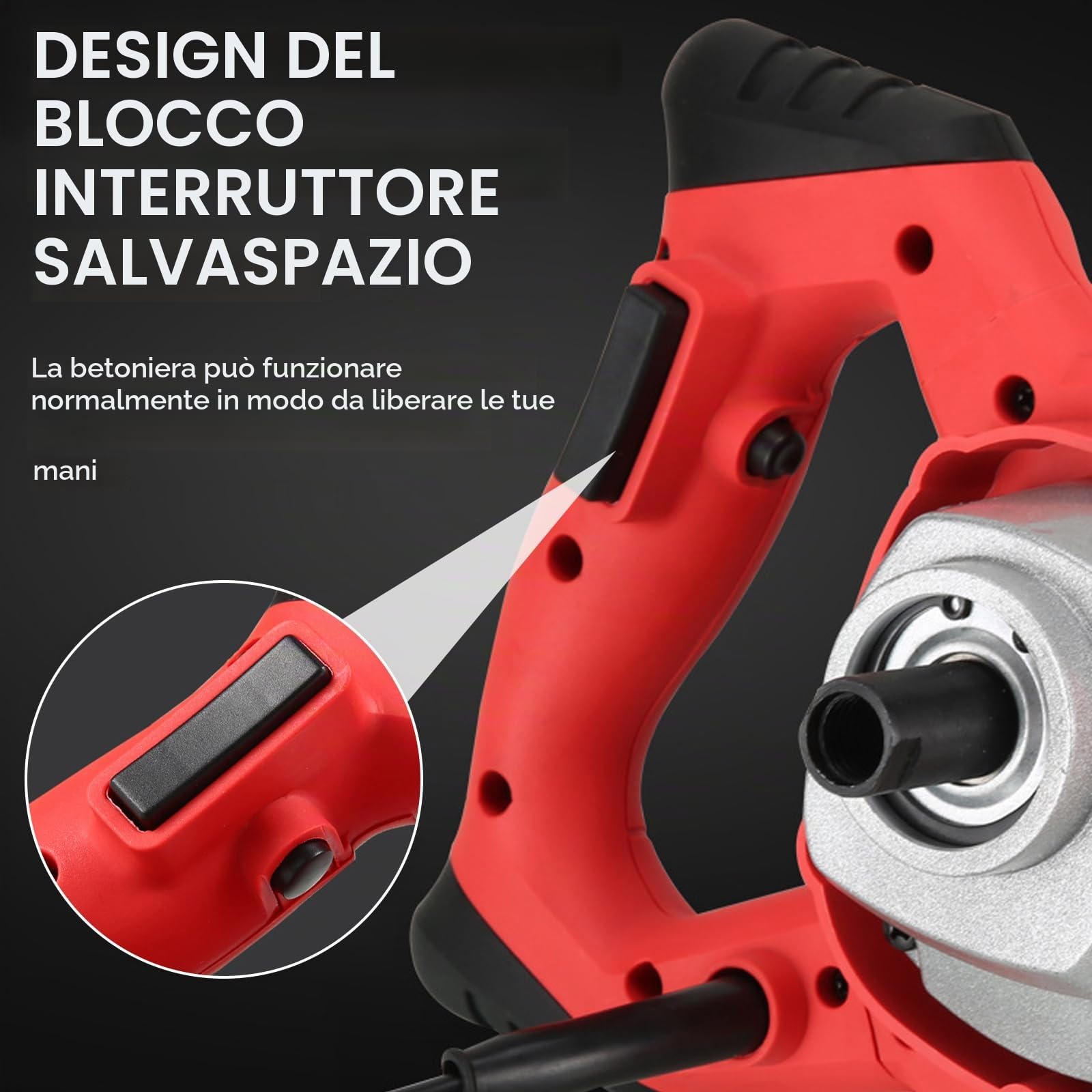 Miscelatore per Malta Professionale, 2100W Miscelatore per Cemento Industriale con 6 Velocità,Agitatore M14 Regolabile,Mescolatore Betoniera per Miscelazione Liquame di Cemento, Calcestruzzo, Malta