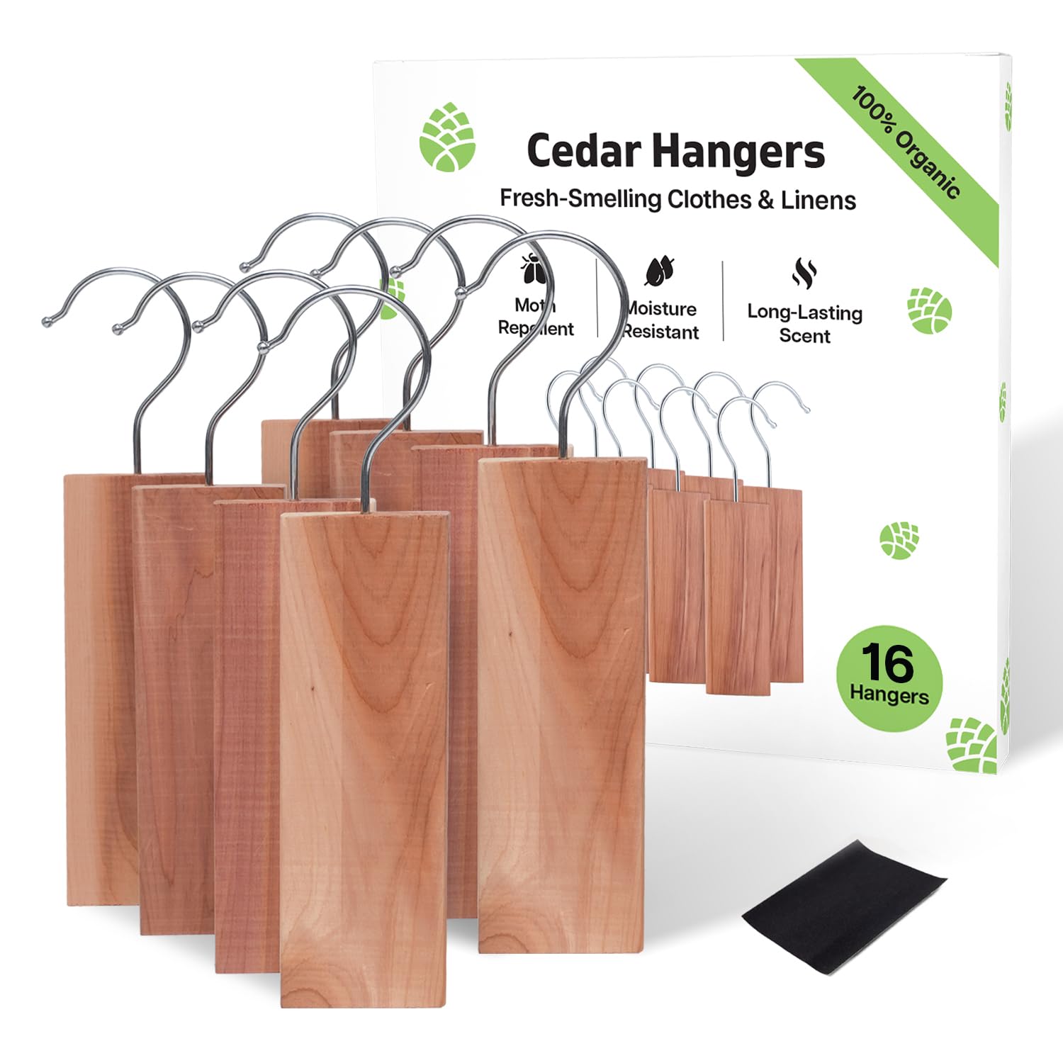 Cedarwood Moth Repellent for Wardrobes Pack of 8 Cedar Wood Hanging Blocks | 100% Natural Cedar Wood Moth Hangers for Clothes Protection | UK Moths Deterrent & Killer for Drawers with Sandpaper — view 8
