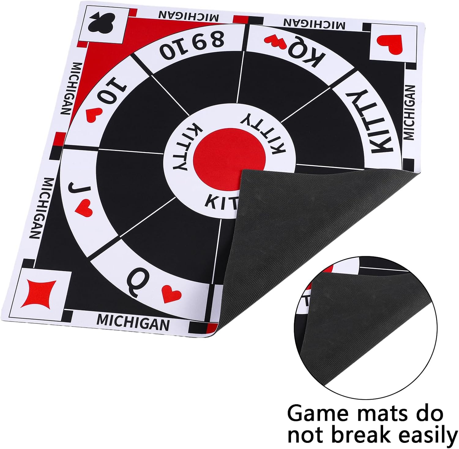HOROW 23.6 Inches Tripoley Game Tripoli Board Game Anti-Slip Mat,Combination of Michigan Rummy, Hearts and Poker,200 Pokers,2 Boxes of Cards,1 Storage Bag