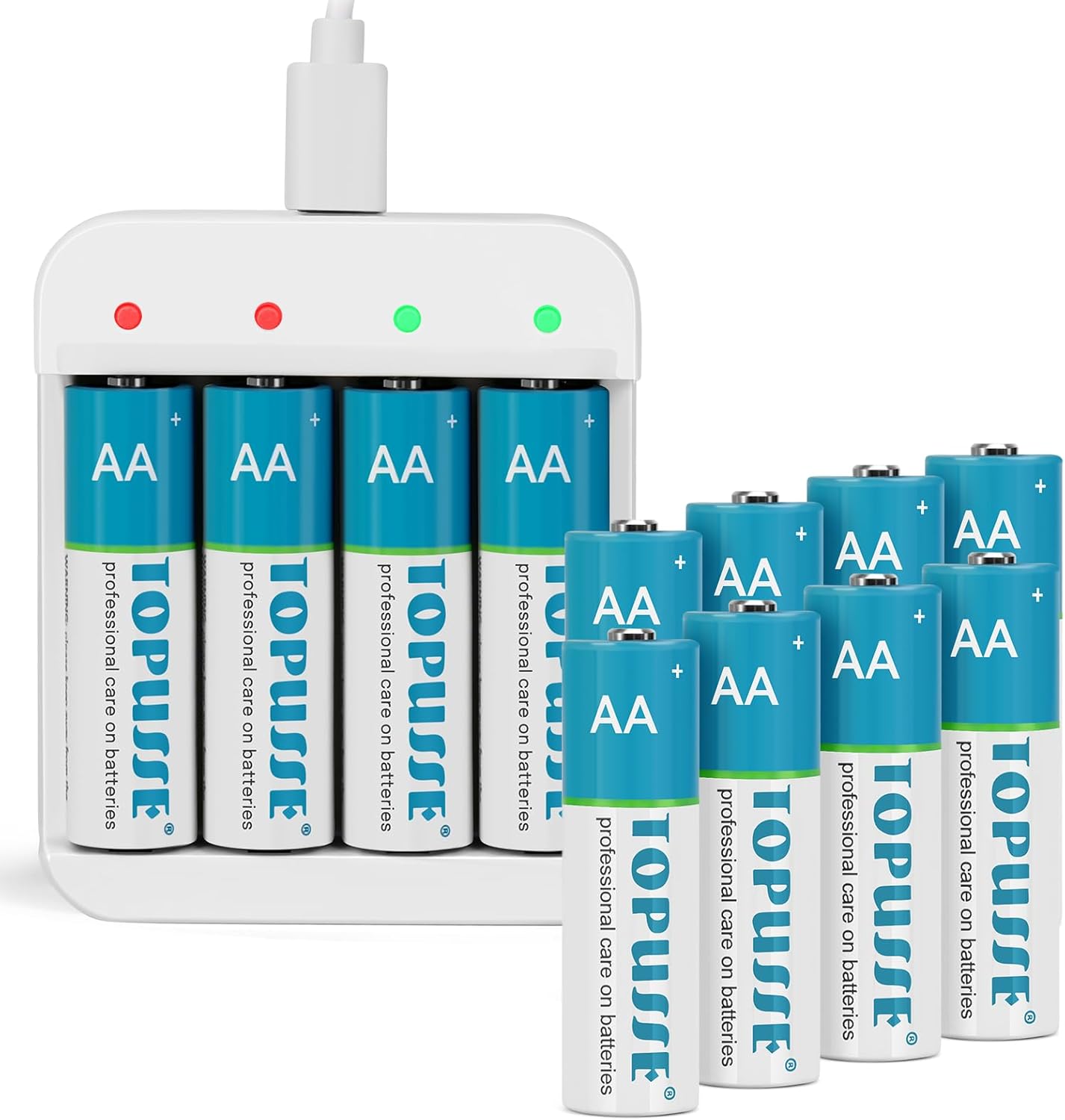 Rechargeable 1.5V AA Lithium Batteries with 2H Fast Charger, 12 Pack Long-Lasting Double A Size Battery 2800mWh for Blink Outdoor Camera, Xbox
