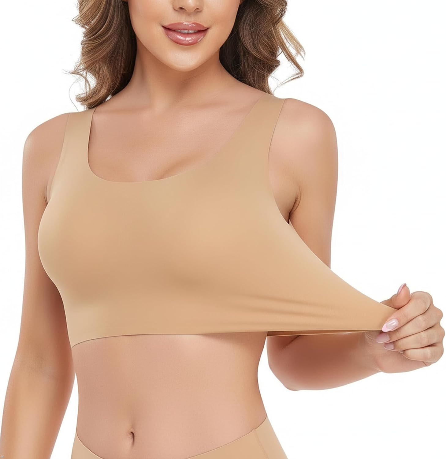 Women's Everyday Comfort Bra, Seamless Wireless Lounge Bra with Soft Removable Pads