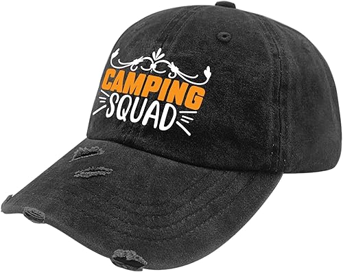 Miniatura 2 de Camping Squads in Orange and White Letters Caps Womens Cap AllBlack Womens Hat Gifts for Boyfriends Outdoor Hat