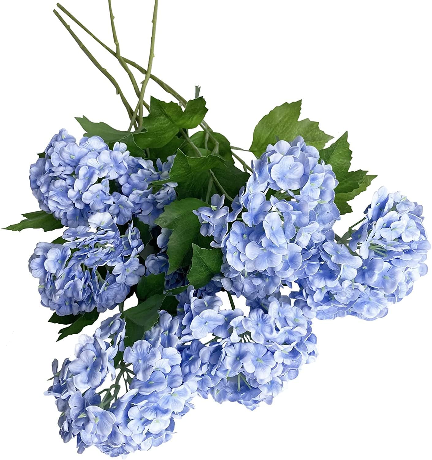 YalzoneMet 4 Pcs Artificial Snowball Viburnum Hydrangea Flower 26.8'' Blue Small Real Touch Faux Latex Long Stem for Christmas Home Decoration Xmas Table - Image 6