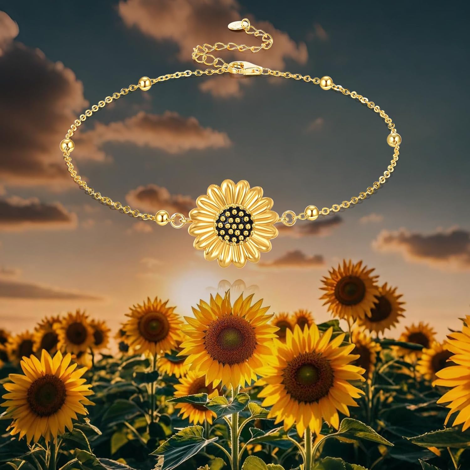 POPLYKE 925 Sterling Silver Sunflower Spinner Fidget Jewelry You Are My Sunshine Jewelry Gifts for Women Birthday