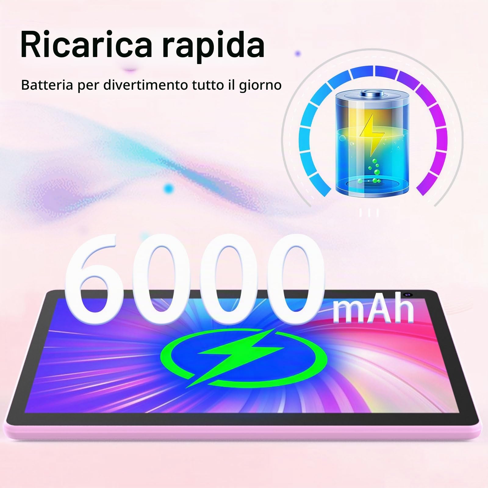 Tablet Android 15 da 10 pollici, tablet 2 in 1 con custodia per tastiera e pennino per mouse, 6 GB di RAM, 32 GB di ROM, 1 TB espandibile, processore Quad Core, WiFi, BT, schermo HD 1280 x 800, 6000