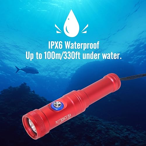 Miniatura 4 de Linterna de buceo con luces de buceo, 1200 lúmenes, bajo el agua, 328.1 ft, soporte de luces LED con batería recargable impermeable, luz sumergible
