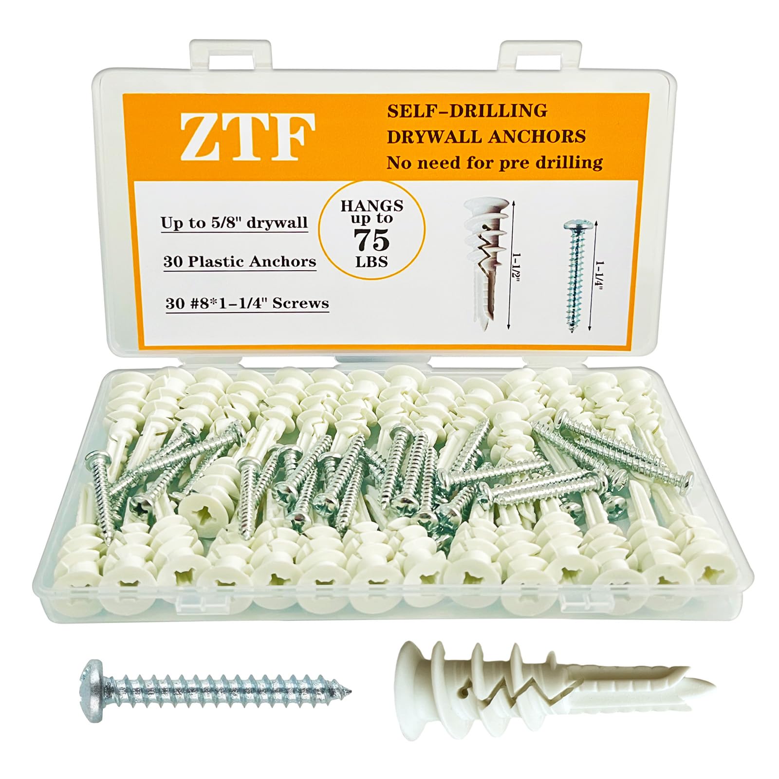 Snapklik.com : Heavy Duty Drywall Anchors And Screws Kit, Combination ...