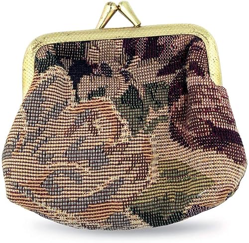 Miniatura 1 de Brocado Rosario Bolsa con Cierre Dorado (Pétalo Sepia)