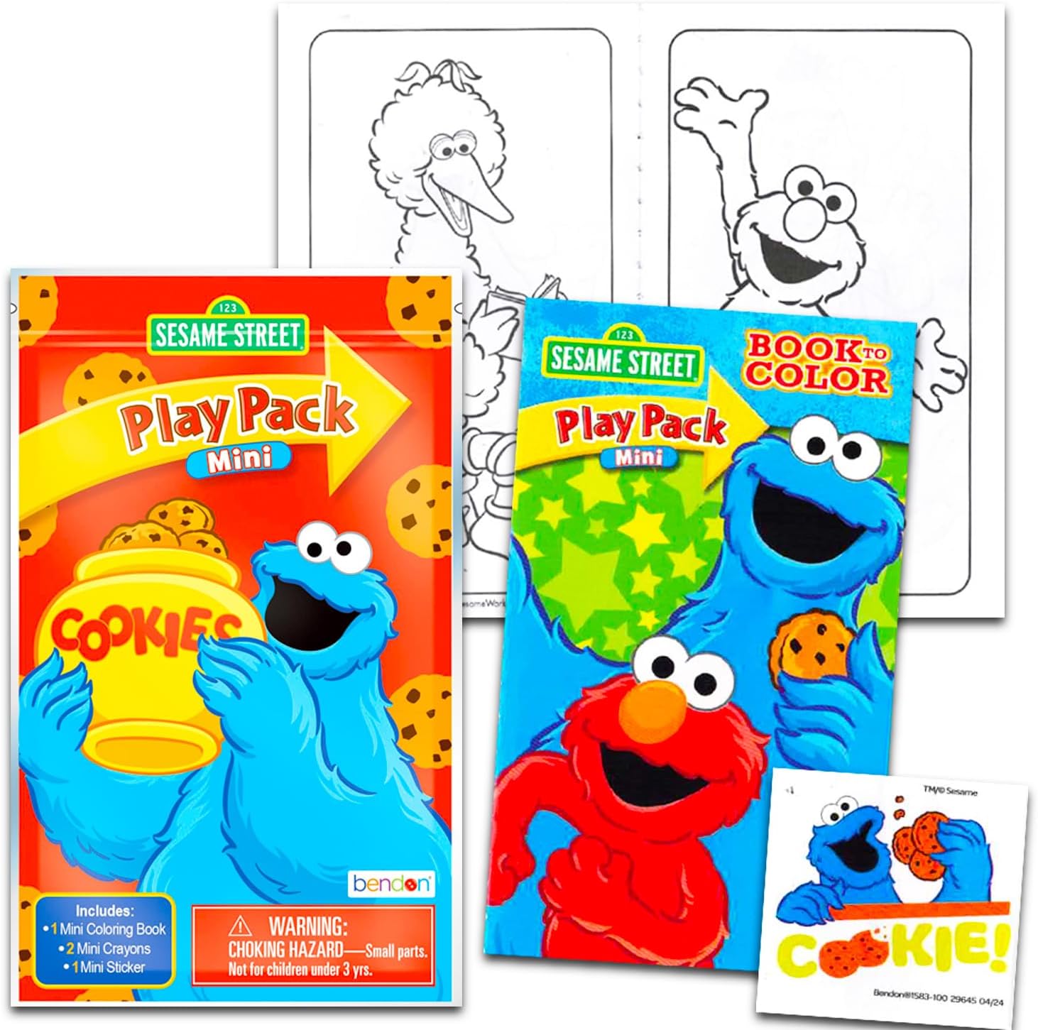 Cookie Monster Valentine's Day Classroom Gift Exchange Bundle - 24 Mini Sesame Street Coloring Activity Books, Stickers | Valentines Kid Party Favors