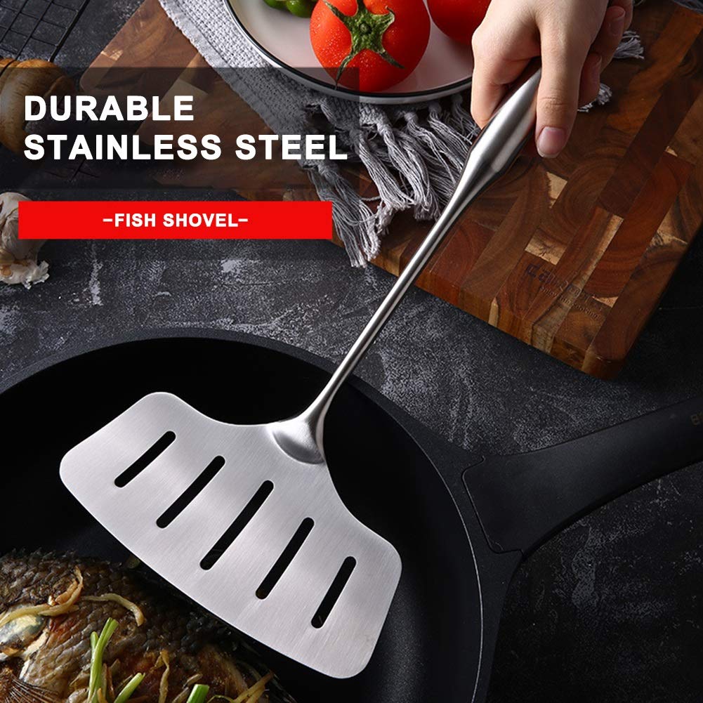Küche Rutschfester Edelstahl-Fischbratspatel Leaky Shovel Steak Cookware (Color : A)