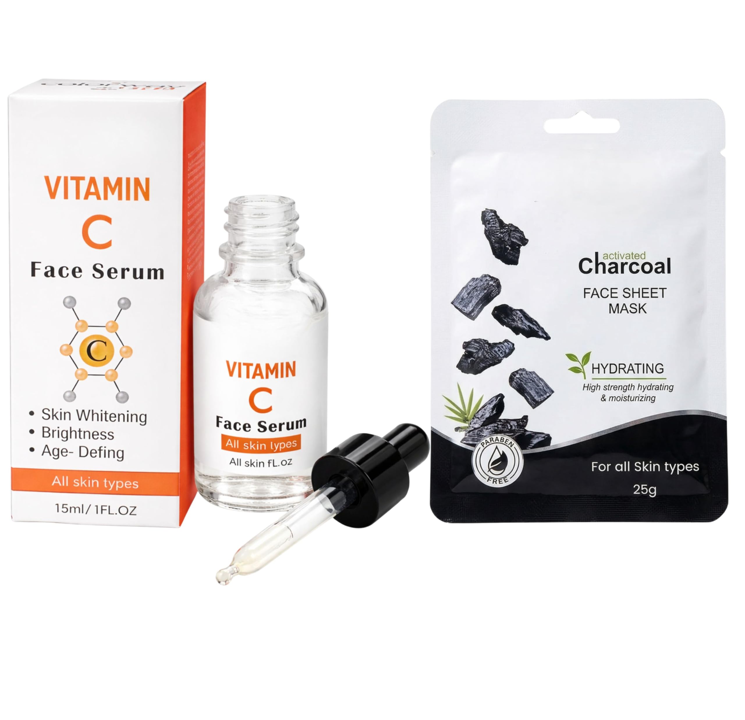 Vitamin C Face Serum & Activated Charcoal Sheet Mask Combo – Advanced Skin Brightening, Anti-Aging & Deep Detox Kit | Pore Cleansing & Spot Reduction Set for Radiant Skin – (15ml Serum + 25g Mask)-image-46