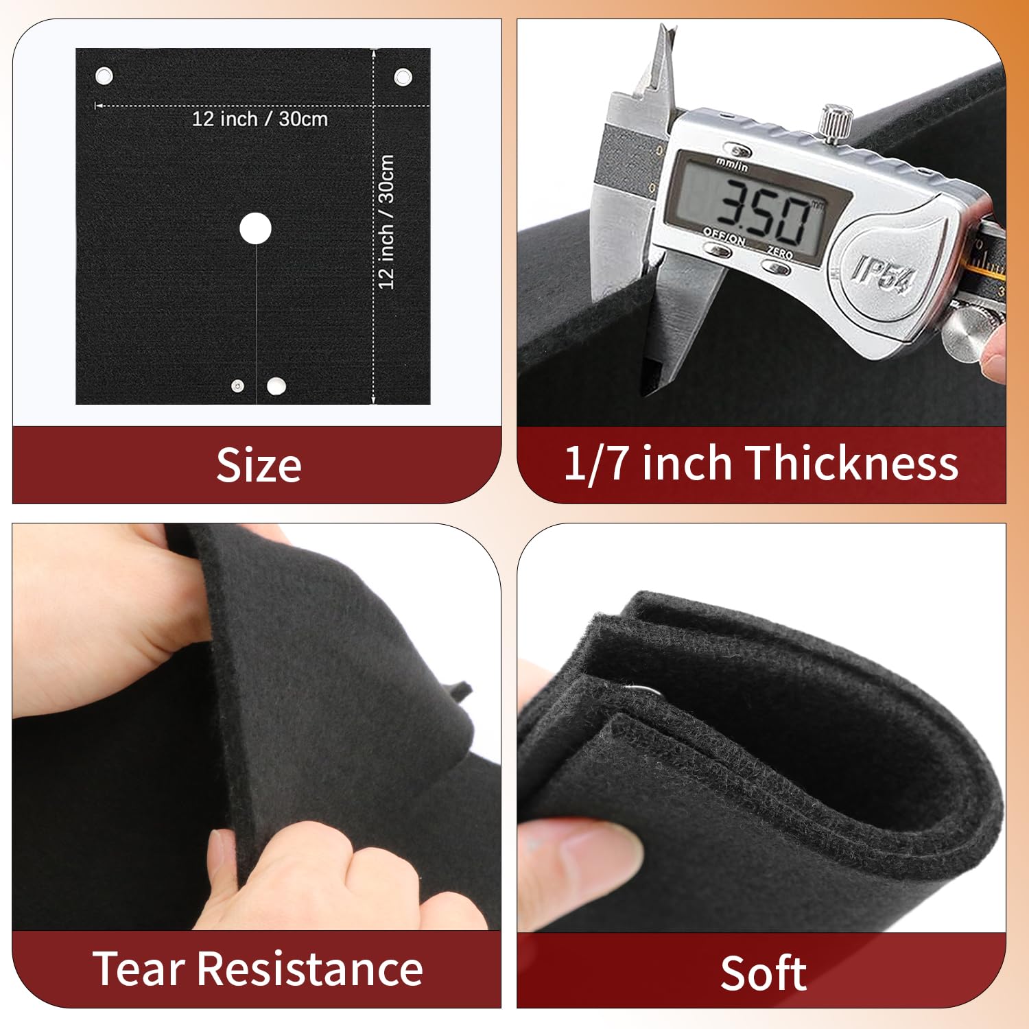 kaidun HVAC Tools Couverture de soudage ignifuge, 30,5 x 30,5 cm, bouclier thermique de brasage pour torche, tapis de soudure de 0,6 cm avec trou pour plombiers, tampon de soudage en tissu pour tuyau