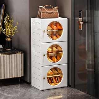 Storage Shelf for Entryway - Freestanding Vertical Shoe and Handbag Organizer for Front Door and Hallway