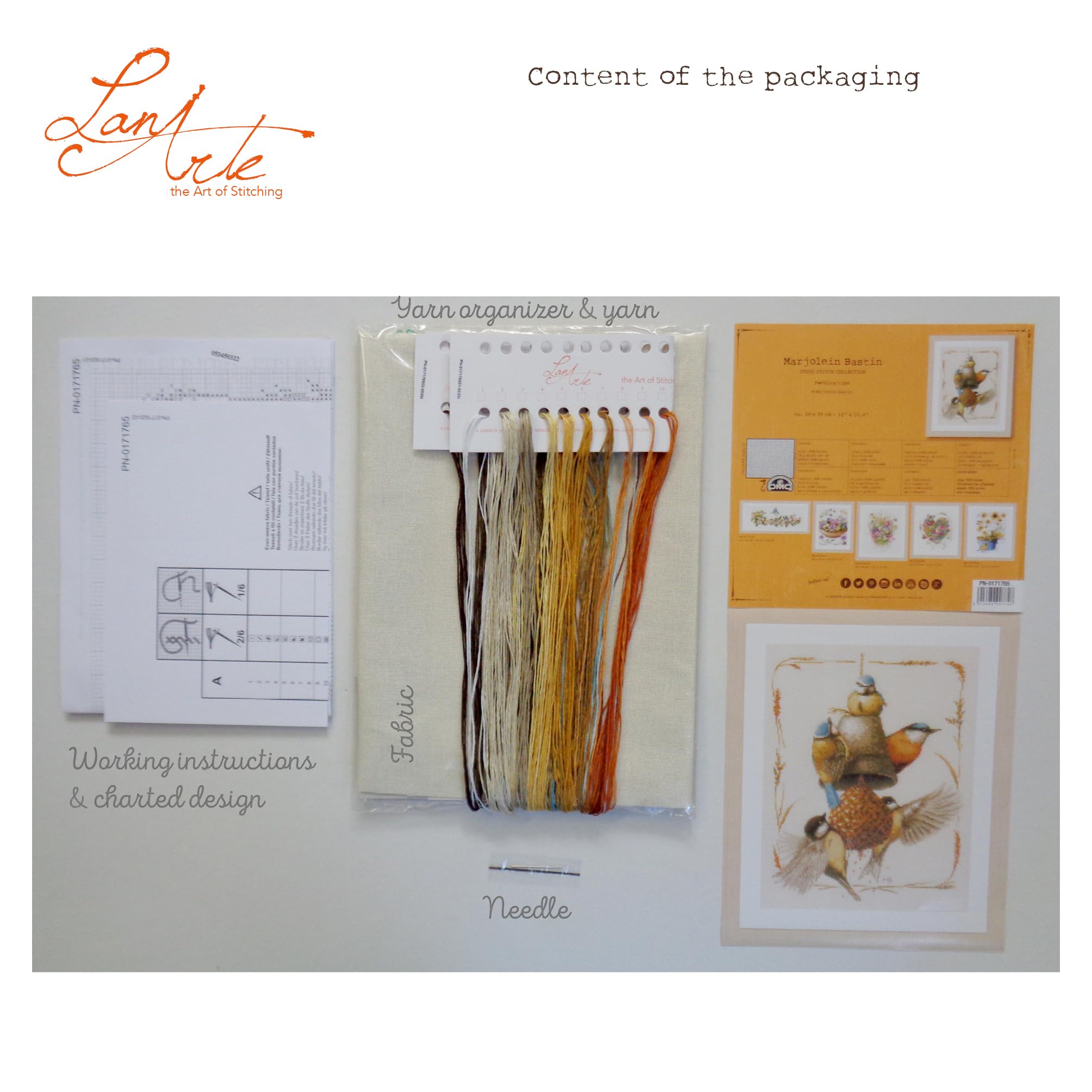 LANARTE Point De Croix Compté Kit Tableau Complet Set PENSÉES DE PHÉNIX De Broderie Loisir Créatif Maison Decoration Cadeau DIY Ca. 40 X 49 Cm Counted