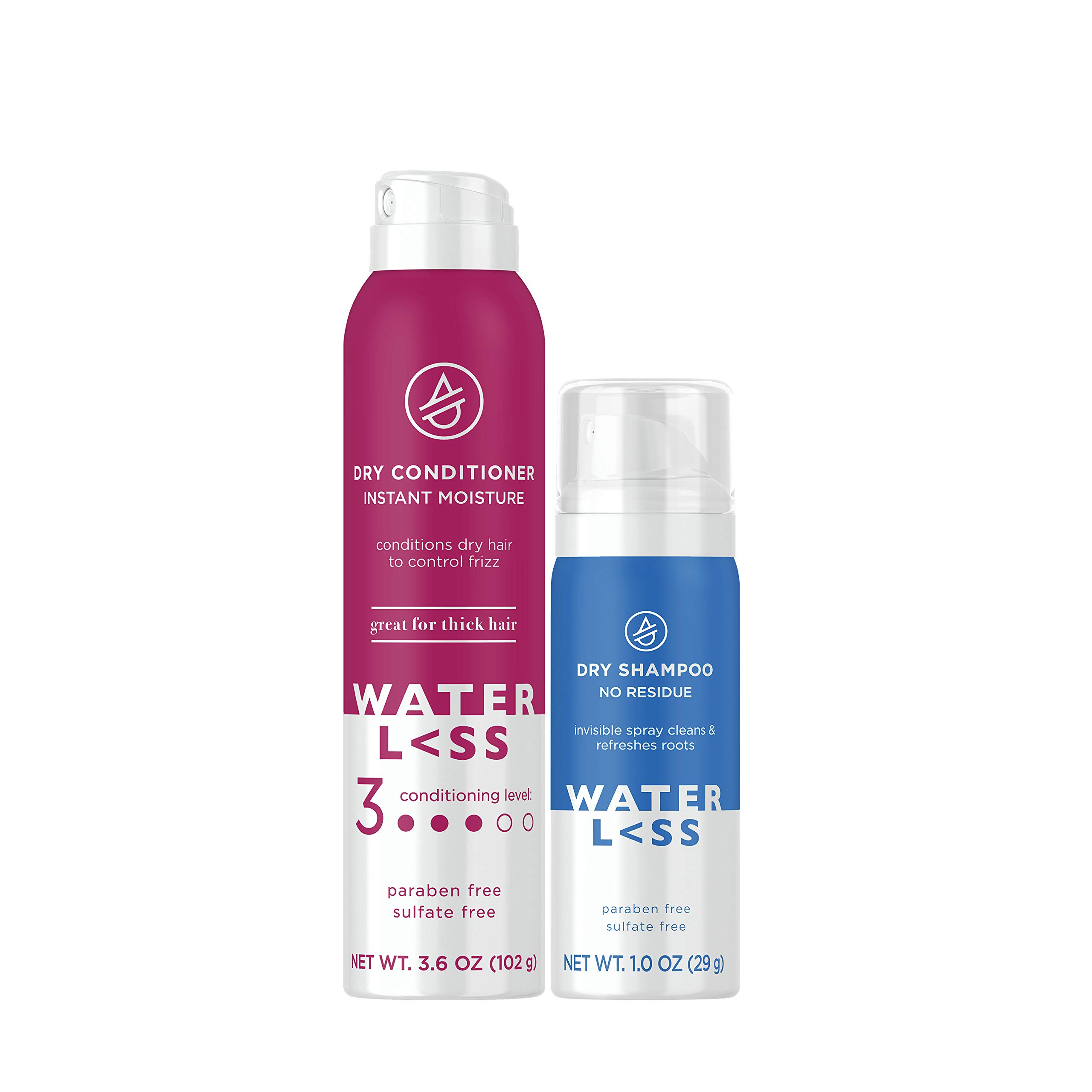 Waterless Dry Leave In Conditioner Spray with Mini Dry Shampoo, 3.6 Oz and 1.0 Oz