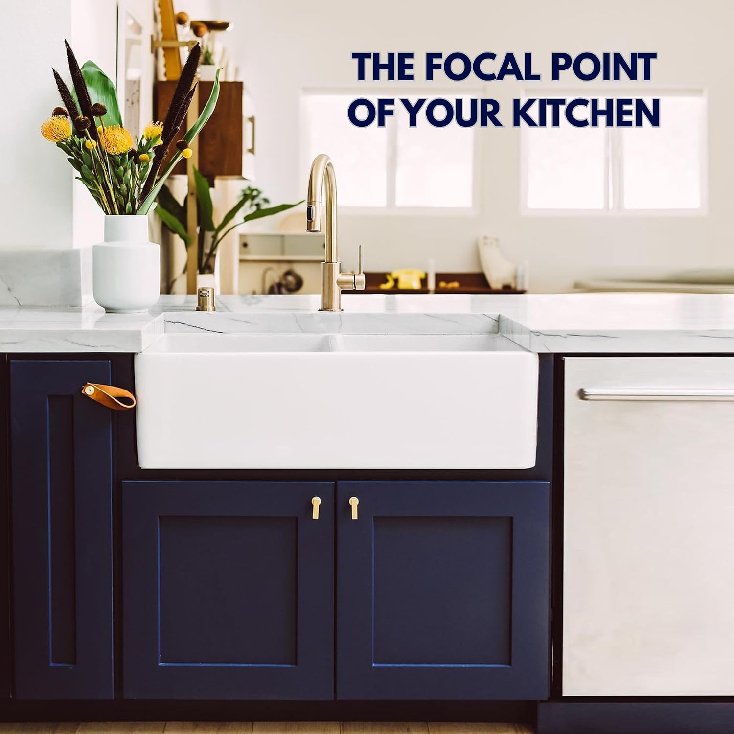 Nantucket Sinks T-FCFS-33-DBL 33-Inch Double Equal Fireclay Farmhouse Kitchen Sink, White