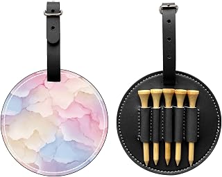 Alcohol Ink Puddles Buttercream Sky Pink Pu Leather Golf Tee Holder Golf Tees Organizer Storage Bag 1pcs