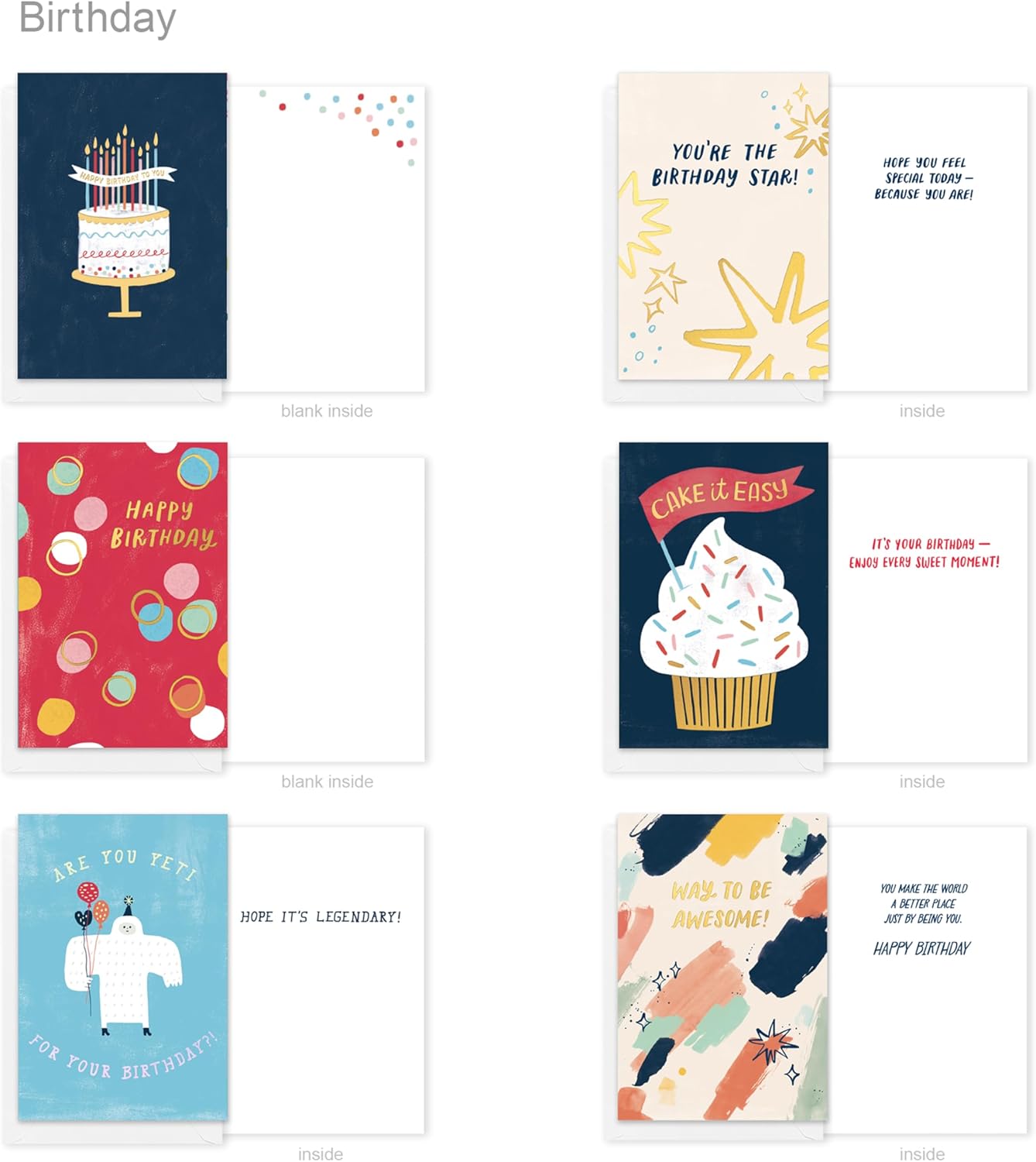 American Greetings 25-Count Birthday Card Assortment with Envelopes, Seals, and Storage Box (Wish Big) - Image 4