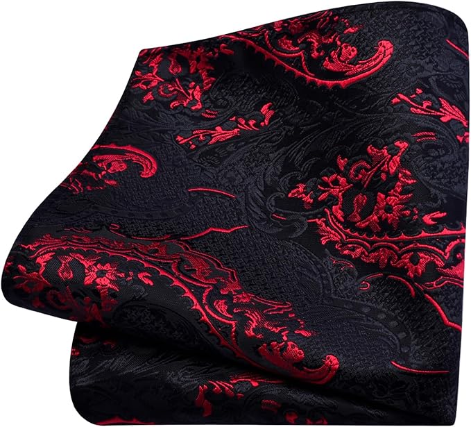 Set de Corbata Paisley 8cm con Alfiler Pañuelo y Gemelos para Hombre miniatura 3
