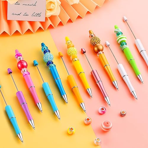 Miniatura 5 de 50 bolígrafos de plástico con cuentas a granel, con cuentas de tinta negra, con 50 recambios para hacer bricolaje, regalo, niños, estudiantes,