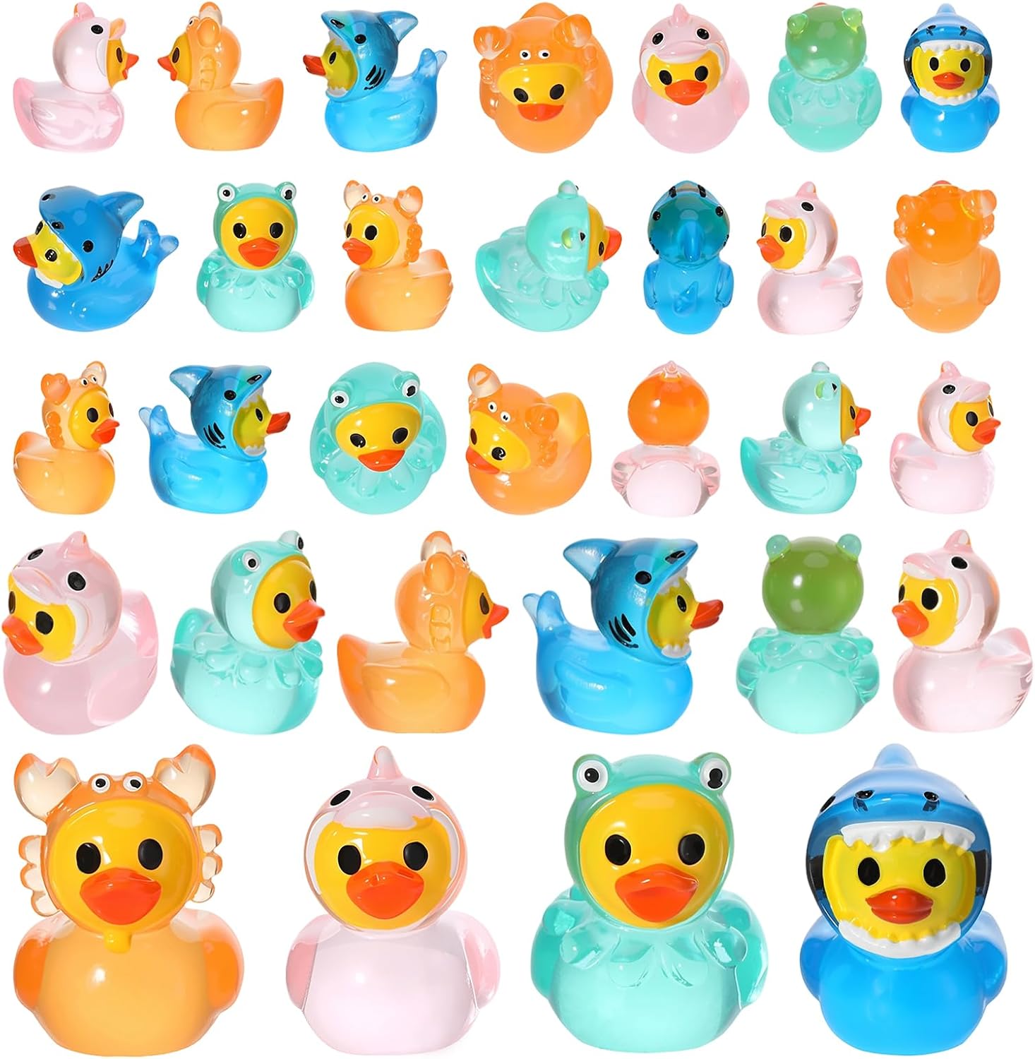 60 Pcs Mini Ocean Resin Animal Ducks Ocean Mini Duck Figurines
