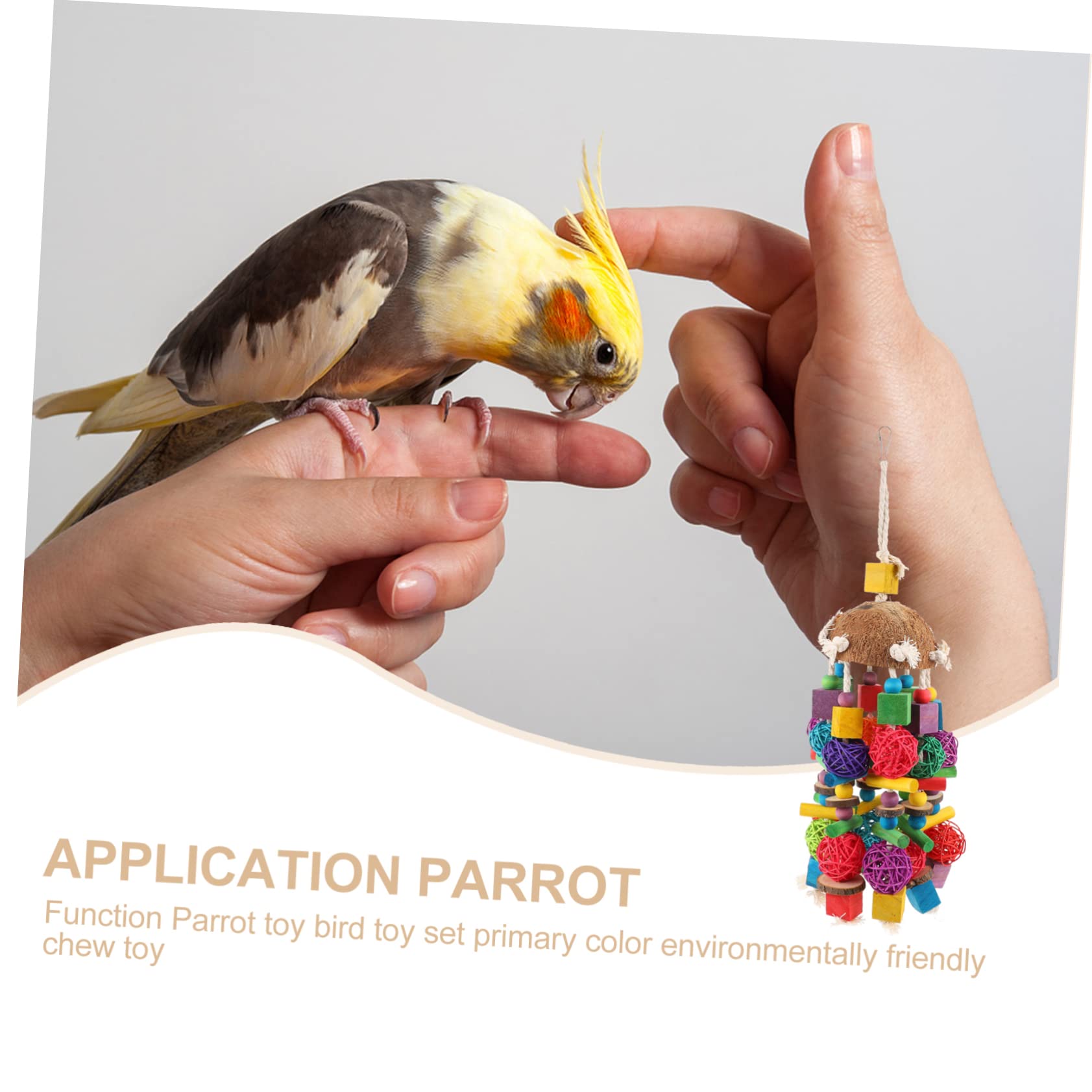 BESPORTBLE 1pièces Jouet à Mordre pour Perroquet Accessoire Suspendu Coquille De Noix De Et Vigne Jouet pour Oiseaux à Mâcher pour Exercice Divertissement des Oiseaux