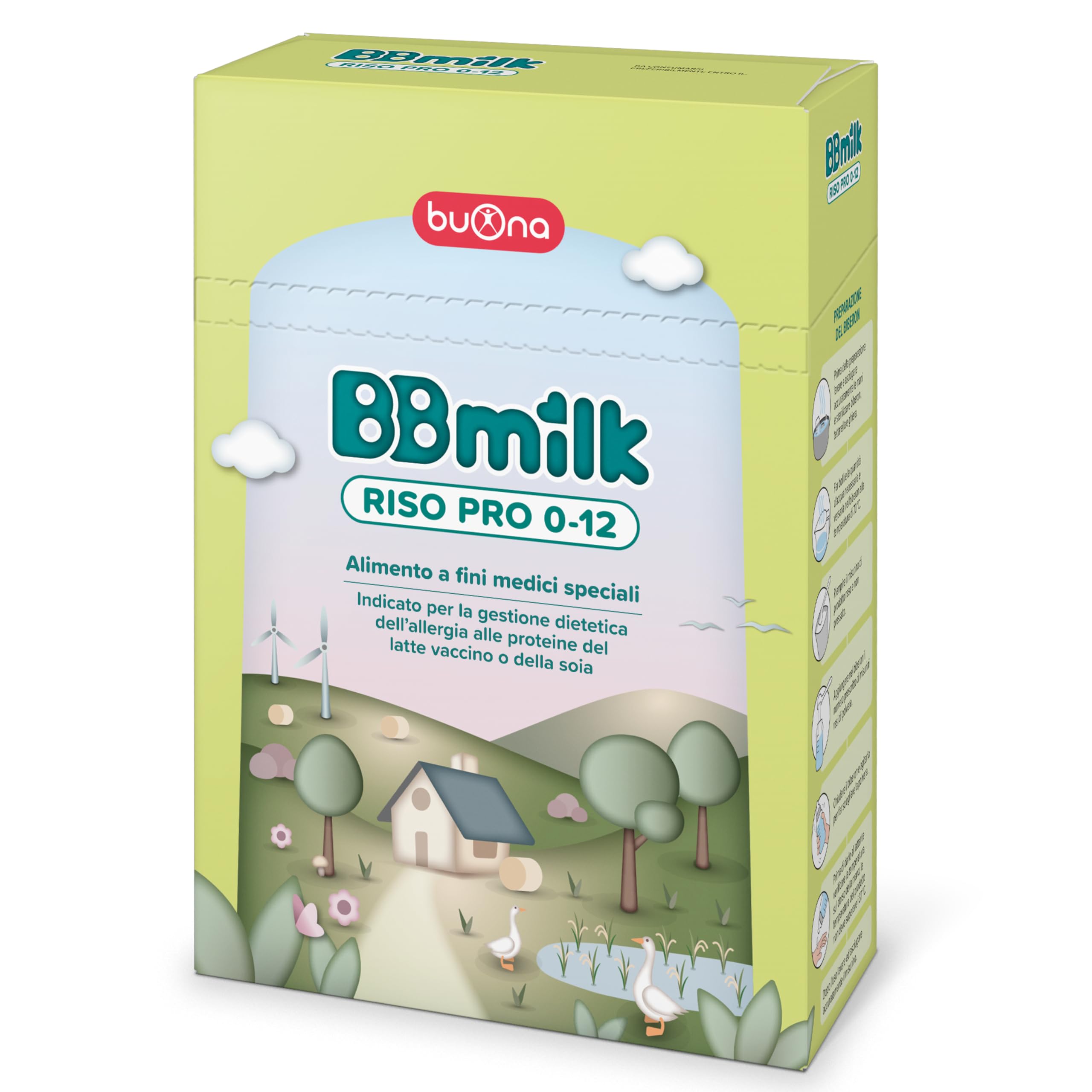 Buona BBmilk RISO PRO 0-12 Mesi, Alimento alternativo al Latte in Polvere per Neonati 400g, Alimento a Fini Medici Speciali per Neonati con Disturbi alle Proteine del Latte Vaccino o della Soia