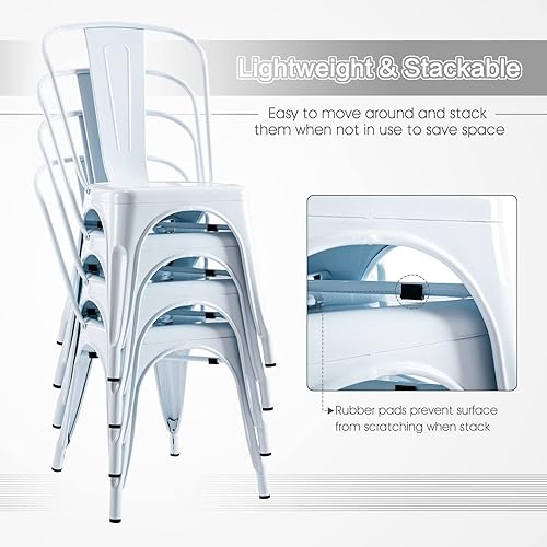 Miniatura 5 de MFD Living Silla de comedor de metal de 18 pulgadas silla de patio para interiores y exteriores con sin óxido silla apilable para restaurante