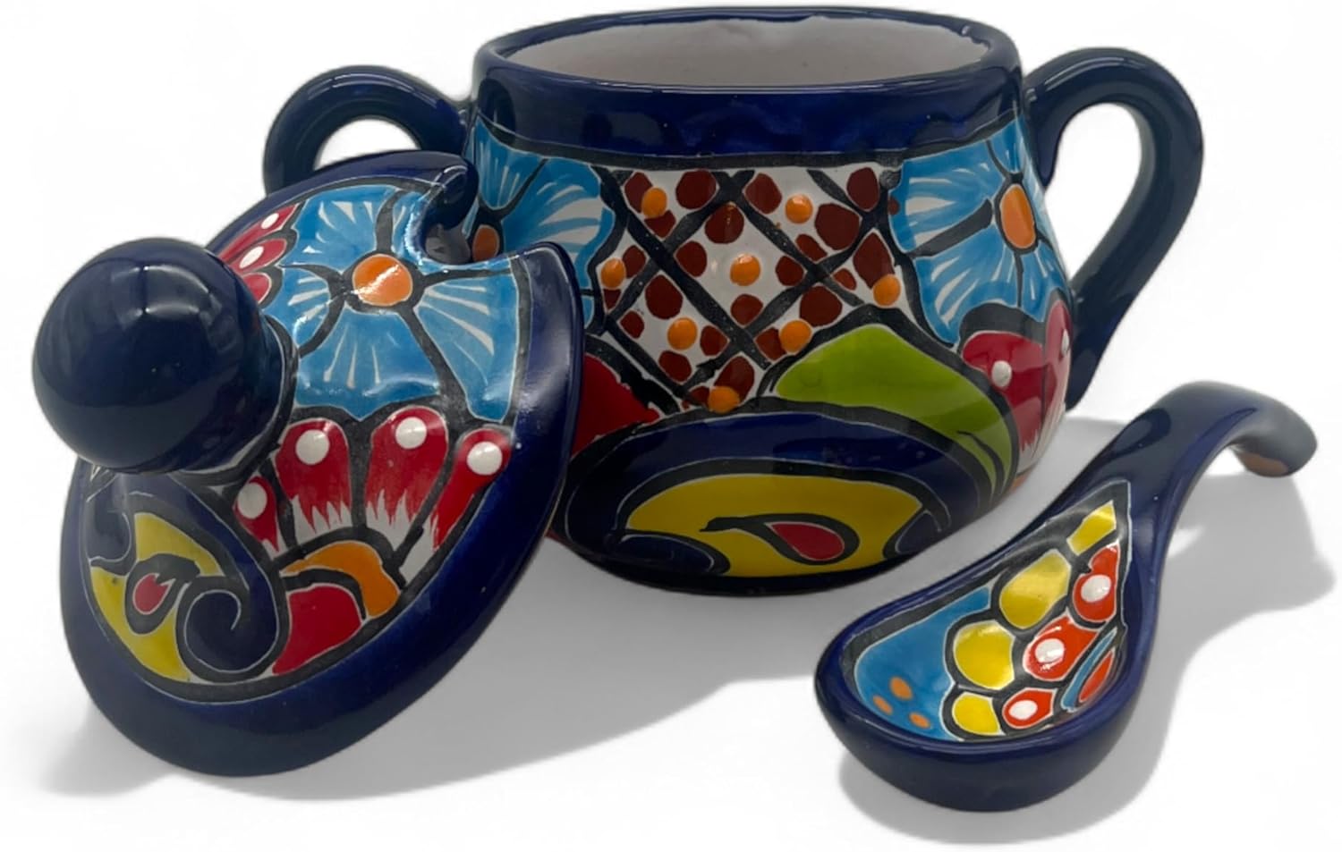 Colorful Talavera Sugar Jar | Handcrafted Mexican Pottery