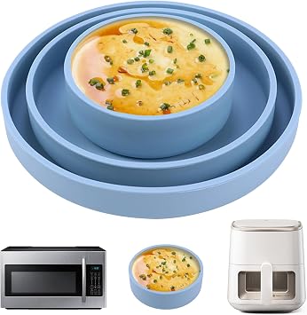 Silicone Microwave Egg Cooker, 3Pcs Different Sizes Microwave Egg Poacher, Reusable Nonstick Air Fryer Egg Maker Mold for Breakfast Sandwiches, Silicone Egg Poaching Cups, Microwave Accessories Blue