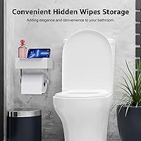 Vista 5 de Toilet Paper Holder with Shelf, Wipes Holder for Bathroom Wipe Storage, Self-Adhesive or Drilling, Stainless Steel, Wall Mount Toilet Paper and