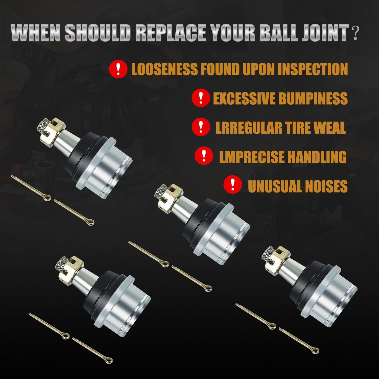 Front Upper & Lower Ball Joints Compatible with Honda Rancher 350 TRX350 (2000-2006), Rancher 420 TRX420 (2007-2022), Foreman 500 TRX500 (2005-2019), Replaces 51375-HP5-601, 51355-HP5-601