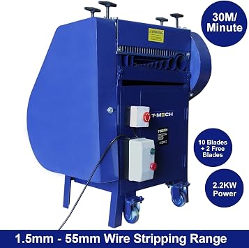 Wire Stripping Machine Electric Cable 1.5-55mm 380W Portable Automatic Wire-Stripper Multi-Holes Scrap Copper Recycling 30M/min - T-MECH